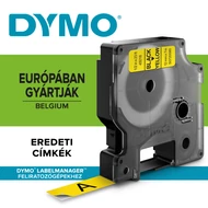 Dymo D1 kazetta, 12mmx7m, fekete/sárga (45018)