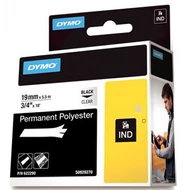 Dymo Tartós poliészter kazetta, 19mmx5,5m, fekete/víztiszta (622290)
