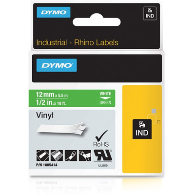 Dymo ID1-es PVC szalag 12mmx5,5m fehér/zöld (1805414)