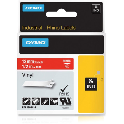 Dymo ID1-es PVC szalag 12mmx5,5m fehér/piros (1805416)