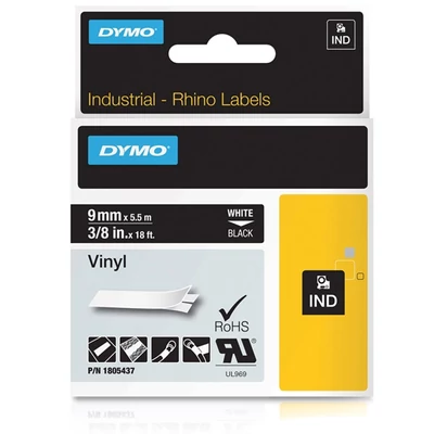 Dymo ID1-es PVC szalag 9mmx5,5m fehér/fekete (1805437)