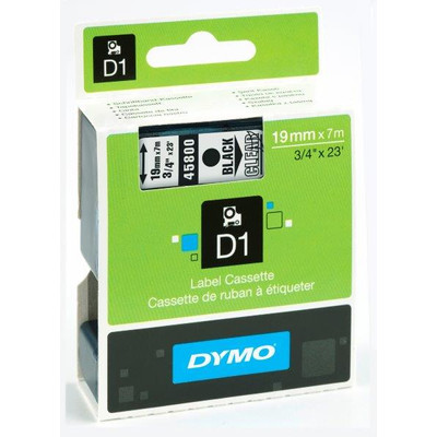 Dymo D1 kazetta, 19mmx7m, fekete/víztiszta (45800) Dymo D1 kazetta, 19mmx7m, fekete/víztiszta (45800)