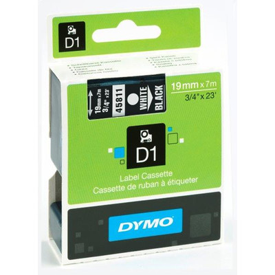 Dymo D1 kazetta, 19mmx7m, fehér/fekete (45811) Dymo D1 kazetta, 19mmx7m, fehér/fekete (45811)