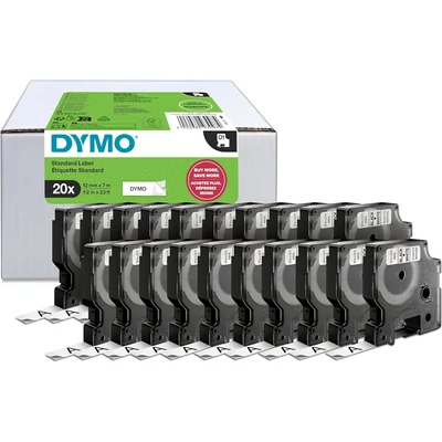 Dymo D1(45013) kazetta, 12mmx7m fekete/fehér, GAZDASÁGOS , 20db, (2231632)