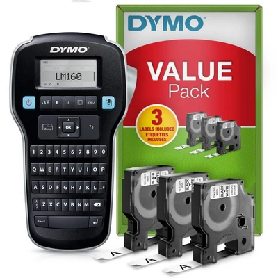 Dymo LabelManager (LM) 160 szalagnyomtató 3db szalaggal (2181012) QWERTY billentyűzet, 2181011