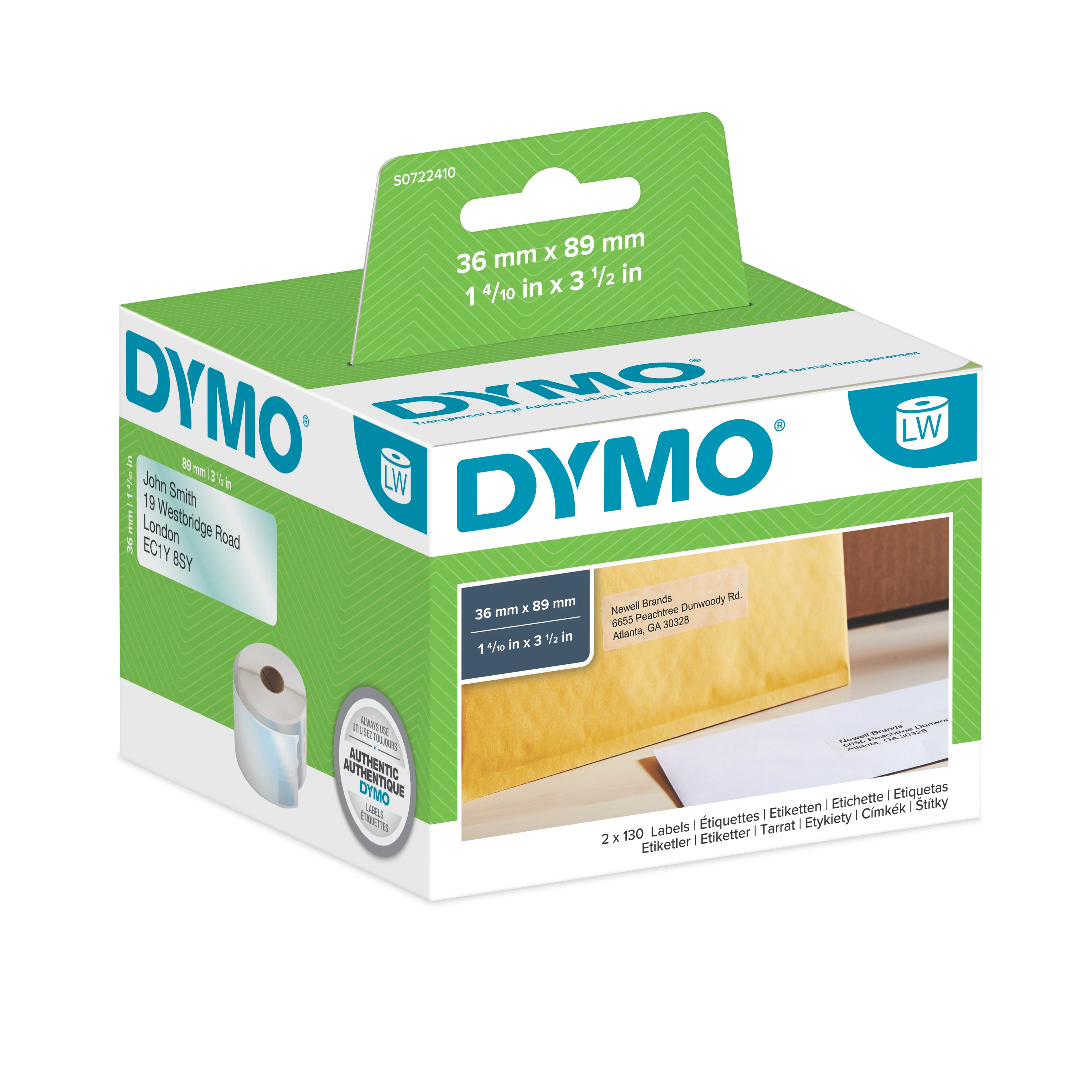 Dymo (S0722410) 99013 átlátszó etikettcímke 89mmx36mm (260db/tekercs)