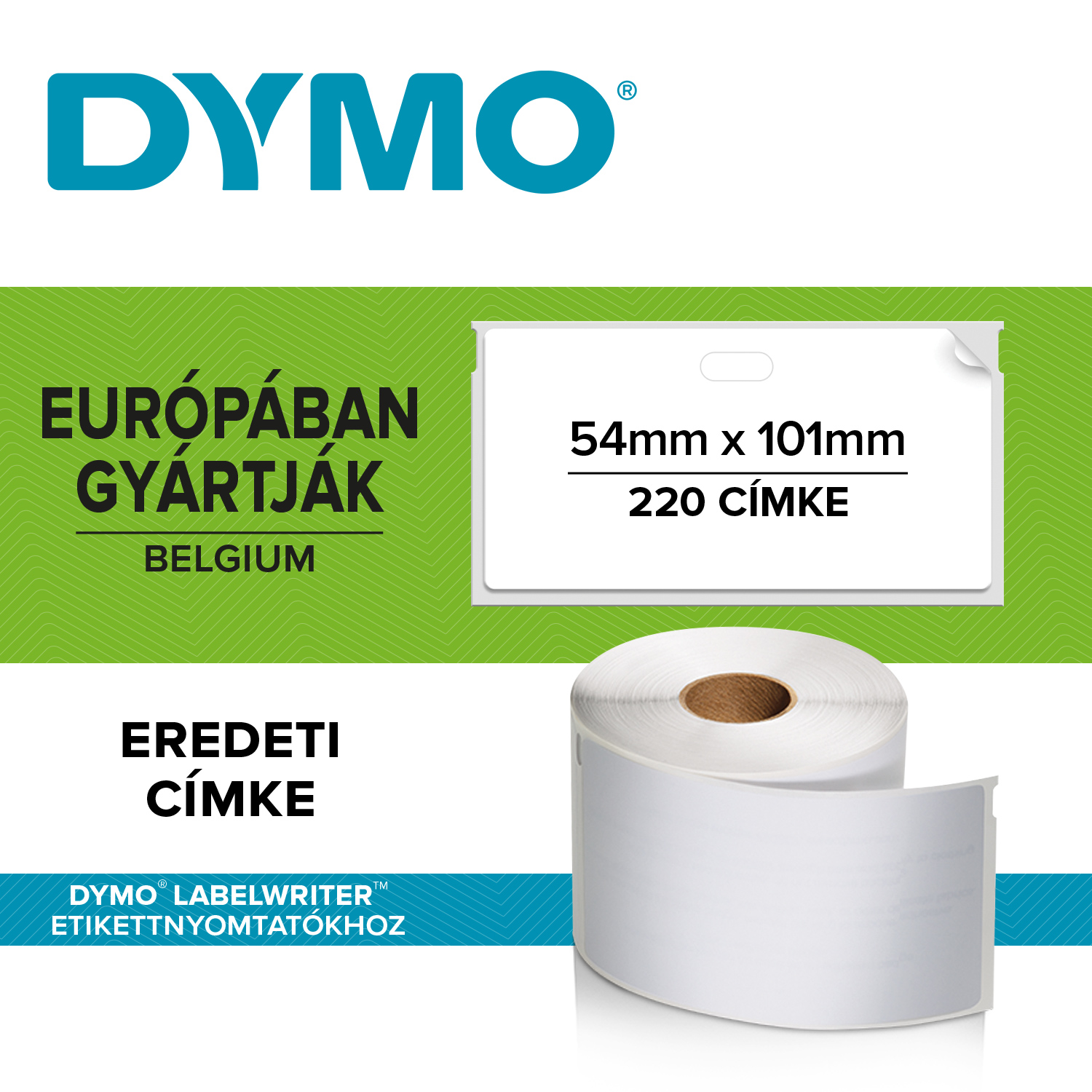 Dymo nagy méretű etikett címke 99014, 101mmx54mm (220db/tekercs)