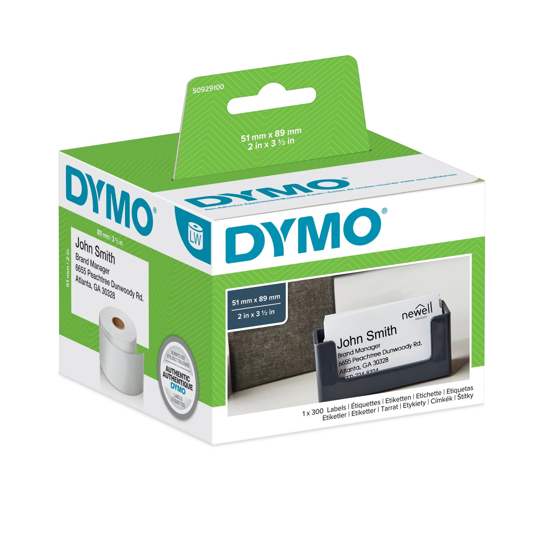 Dymo (S0929100) etikettcímke, 89mmx51mm, 300db/tekercs 